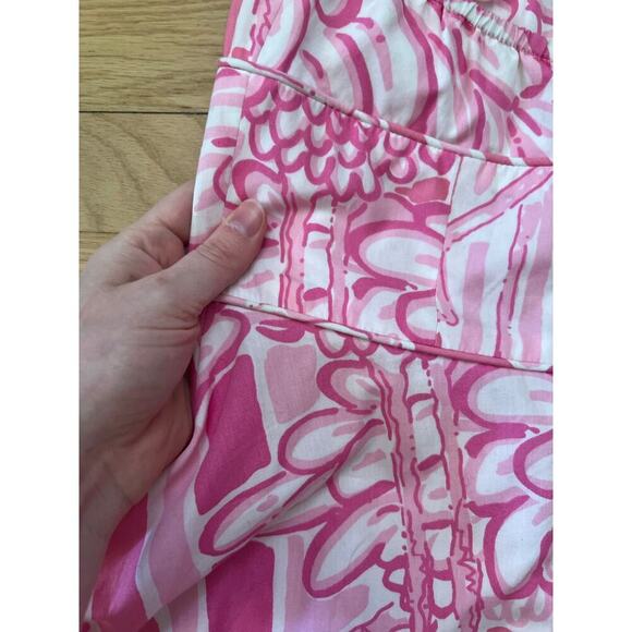 Lilly Pulitzer Women's 8 Midi Dress Pink Flamingo Print Halter Neck White Lace - Picture 8 of 15